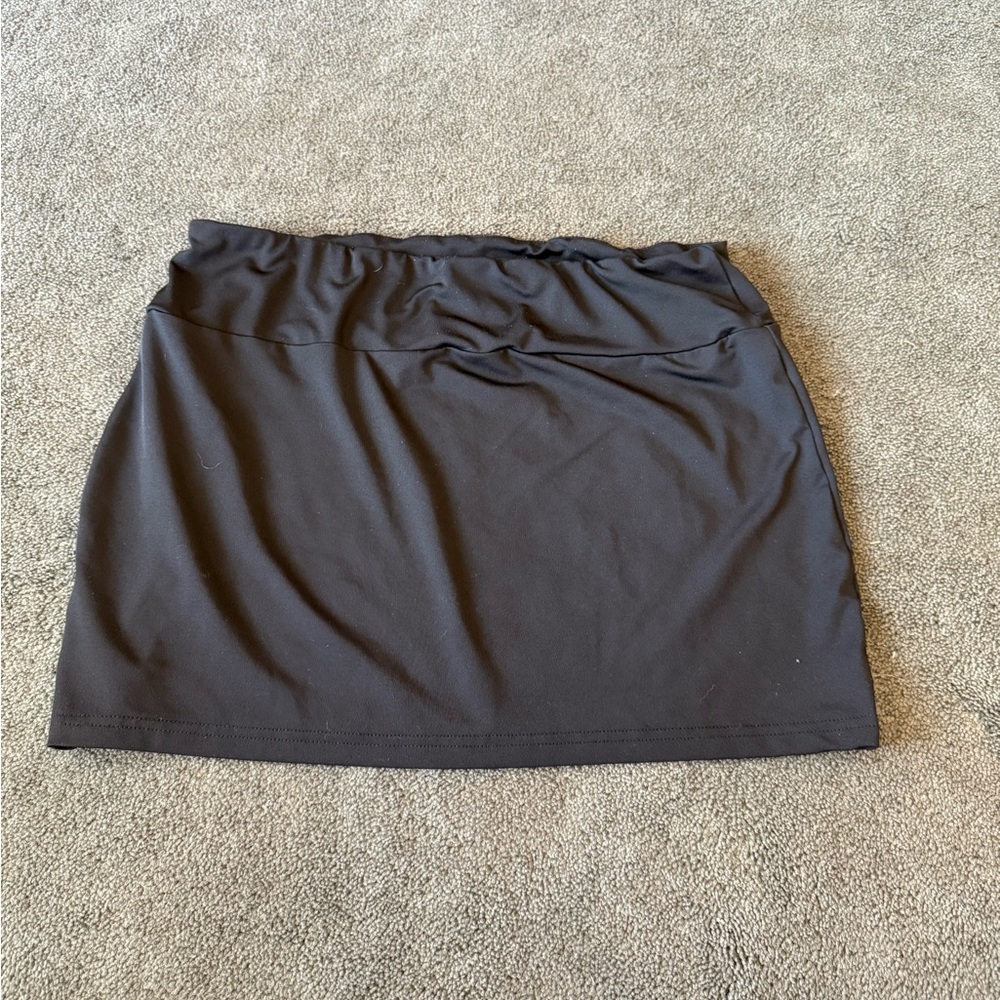 black silk mini skirt